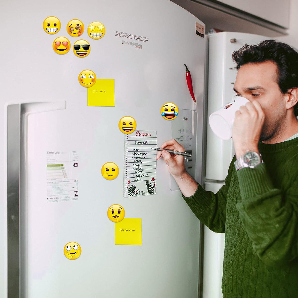 54Pcs Emoji Refrigerator Magnets Fridge Magnets for Locker Whiteboard Decorative Magnets - Cute Funny Magnets for School Home Kitchen Office Gift for Teacher Family and Friend